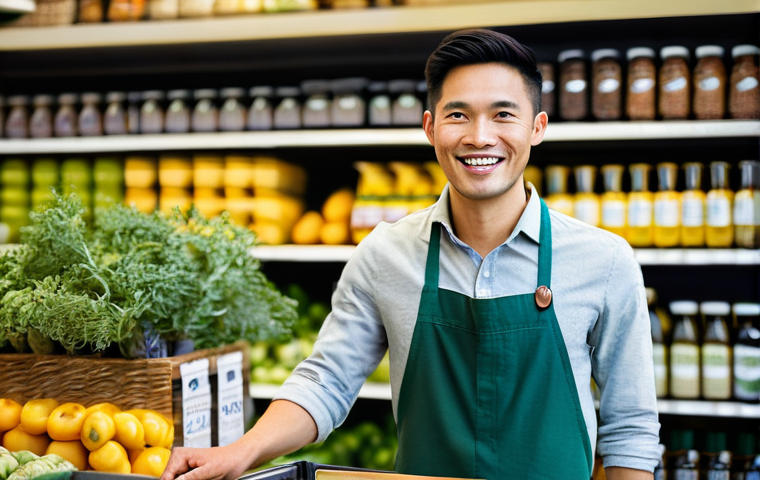 그린워싱의 실태와 소비자의 역할 - **Prompt:** A scene depicting a stark contrast. In the foreground, a small, pristine community garde...