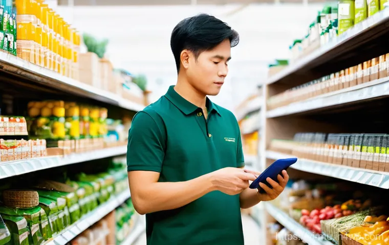 그린워싱과 윤리적 소비의 관계 - **Prompt: The Skeptic in the Supermarket Aisle**
    A skeptical young Vietnamese woman, in her mid-...