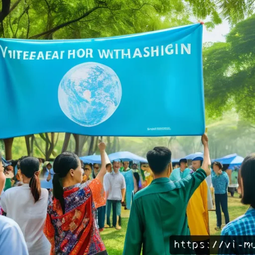 그린워싱 비판을 위한 캠페인 사례 - A vibrant Vietnamese community gathering outdoors in a lush green park, diverse people of all ages a...