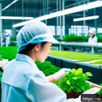 그린워싱과 기업의 투명성 확보 방안 - A modern Vietnamese eco-friendly factory interior showcasing transparent production lines with clear...
