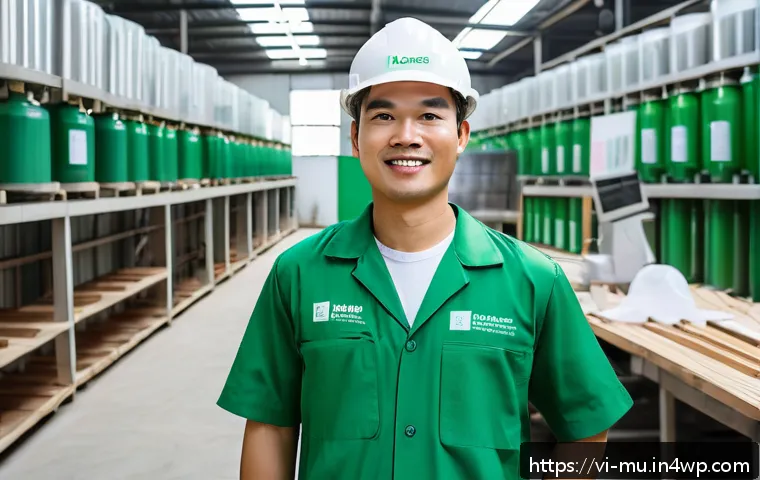 그린워싱의 법적 기준 및 규제 - A Vietnamese small business owner in a modern eco-friendly factory setting, showcasing sustainable p...